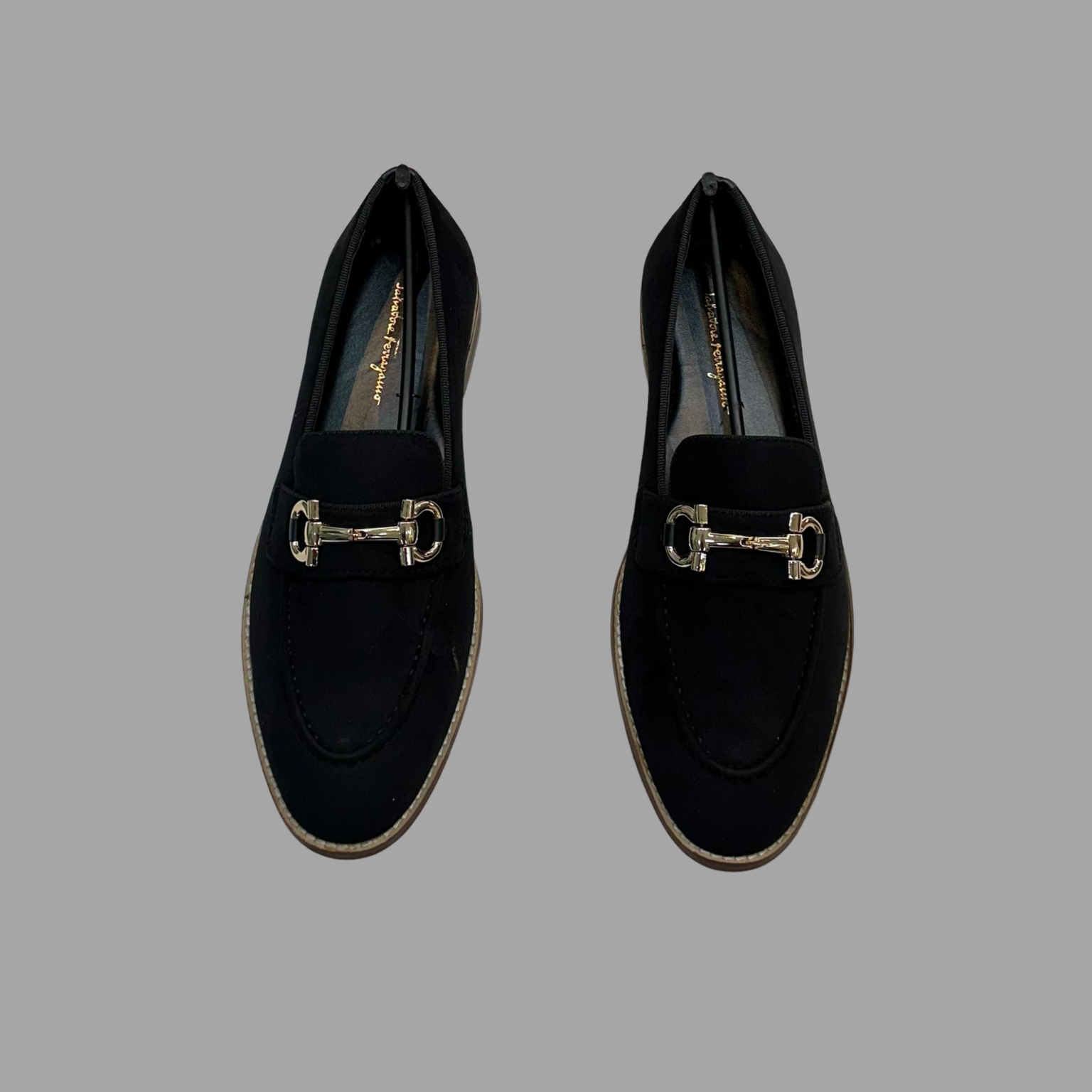 Salvatore Ferragamo Wooden Sole Suede Leather Formal Shoe