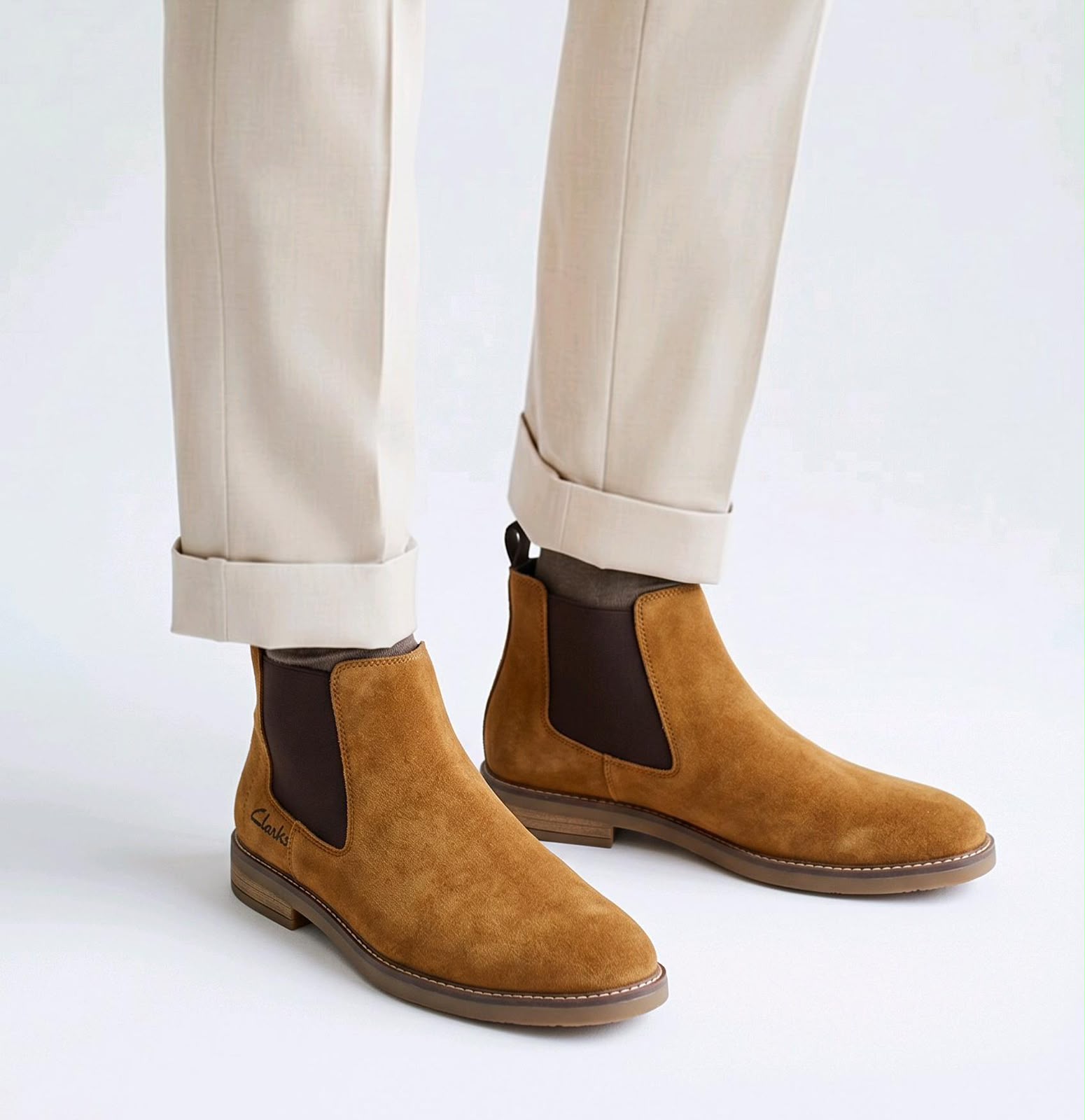 Clarks Tan Chelsea Boots